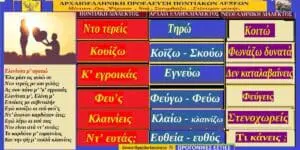 Λέξειςκαι φράσεις τη ποντιακής διαλέκτου μεαρχαιοελληνικές ρίζες Ντοτερείς ; – Κουίζω -Κ’ εγροικάς – Φευ’ς – Κλαινίεις - Ντ’ευτάς ;