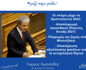 Γ. Αμανατίδης: Πλησιάζει η ώρα καταβολής αποζημιώσεων στους αγρότες από τον ΕΛΓΑ