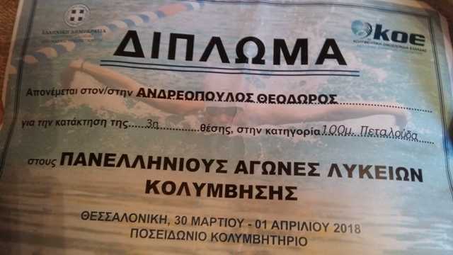 Το εισιτήριο για την Παγκόσμια Σχολική Γυμνασιάδα εξασφάλισε ο Πτολεμαϊδιώτης Κολυμβητής Δημήτρης Μούτσος - Eordaialive.com