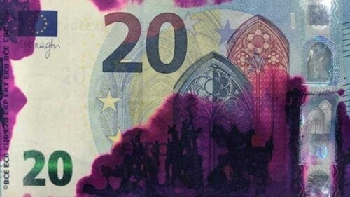 pink inked banknote 0