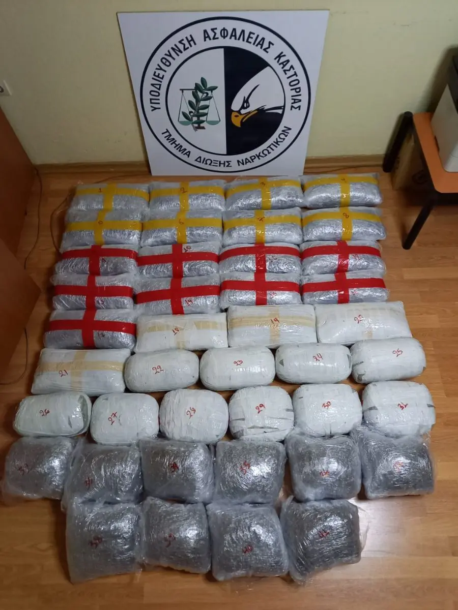 Συνελήφθησαν 3 αλλοδαποί για διακίνηση μεγάλης ποσότητας ακατέργαστης κάνναβης, βάρους 44 κιλών και 700 γραμμαρίων, από αστυνομικούς της Διεύθυνσης Αστυνομίας Καστοριάς