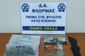 Συνελήφθησαν δύο ημεδαποί σε περιοχή της Φλώρινας για παράβαση της νομοθεσίας περί ναρκωτικών και περί όπλων  