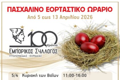 Πασχαλινό Ωράριο των Καταστημάτων της Πτολεμαΐδας