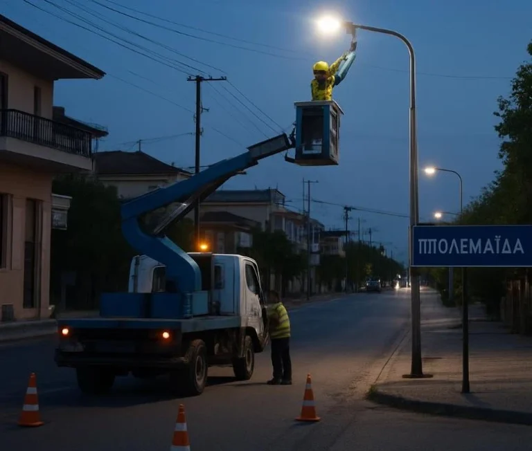 Συνεχίζονται οι εργασίες για αναβάθμιση, συντήρηση & επέκταση δικτύου δημοτικού ηλεκτροφωτισμού σε κεντρικές οδούς της πόλης Πτολεμαΐδας