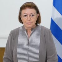 Η Υπουργός Πολιτισμού Λίνα Μενδώνη κατά την περιοδεία της στη Βόρεια Ελλάδα.