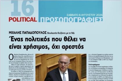 Μιχάλης Παπαδόπουλος: Το μεγάλο αφιέρωμα της εφημερίδας «Political» στον Βουλευτή N. Κοζάνης – «Χρήσιμος, όχι αρεστός»